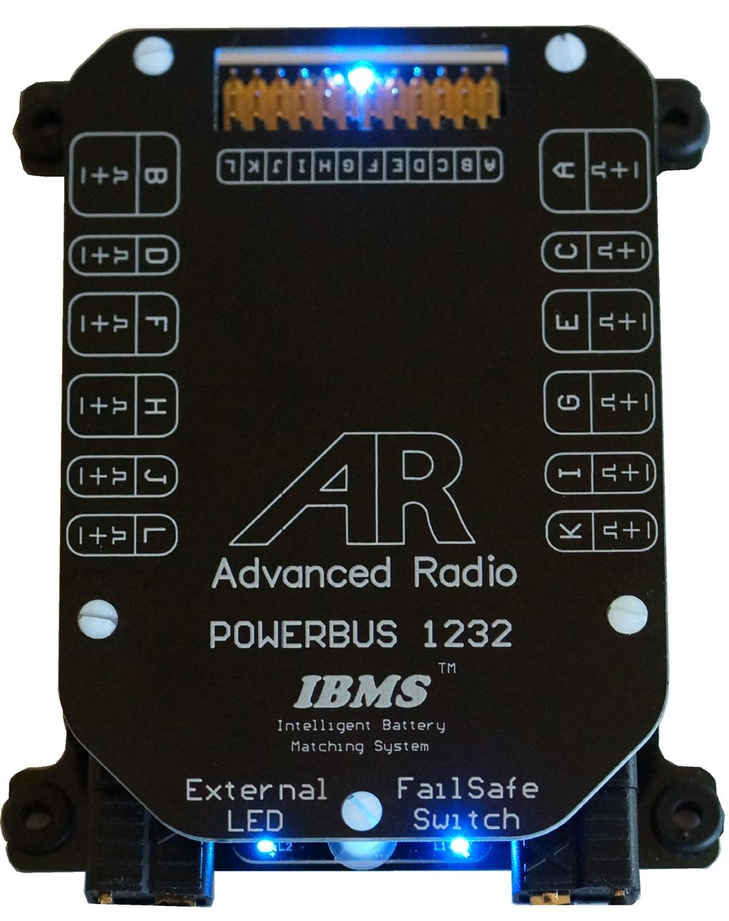 Power Bus 1232 Intelligent Battery Management System LED indication that the 5volt regulator is supplying power to the 12 receiver