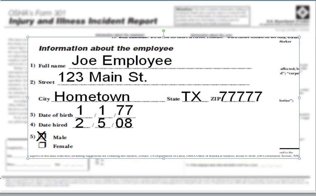 Completing Form 301 Joe Employee 123 Main St.