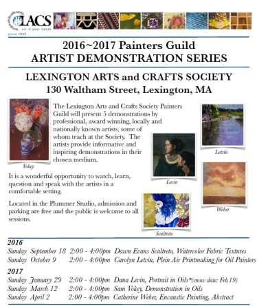 ARTISTS DEMONSTRATIONS Painters Guild Demonstration Series Free - Open to the public Held at