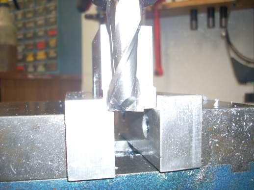 removed. I have clamped the block into the soft jaws of my vise.
