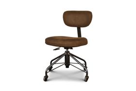 RAND OFFICE CHAIR UMBER LEATHER STORM LEATHER Office Chair with steel casters and leather upholstered