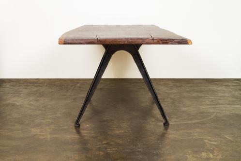 L USINE COLLECTION TABLES SPENCER ROUND TABLE Custom cast iron base with a top of solid reclaimed timber.