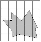 Solve the problem. 48) If each square represents one square unit, estimate the area of the shaded figure in square units.