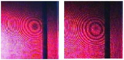 Try to insert two gratings into the set-up at once, one behind the other. Observe the diffraction pattern. Fig.