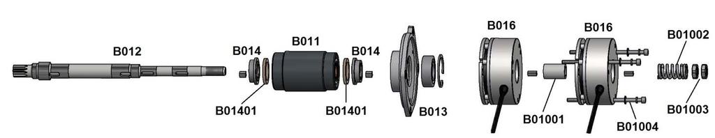 B011 rotor cpl. 01 2 00B 042/1 B012 motor pinion shaft single brake 01 0 00B 024/1 double brake 01 0 10B 024/1 B013 motor cover cpl.