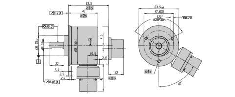 DIMENSIONED DRAWINGS (continued) Synchro clamping flange, 63,5 mm (2,5'') <1>