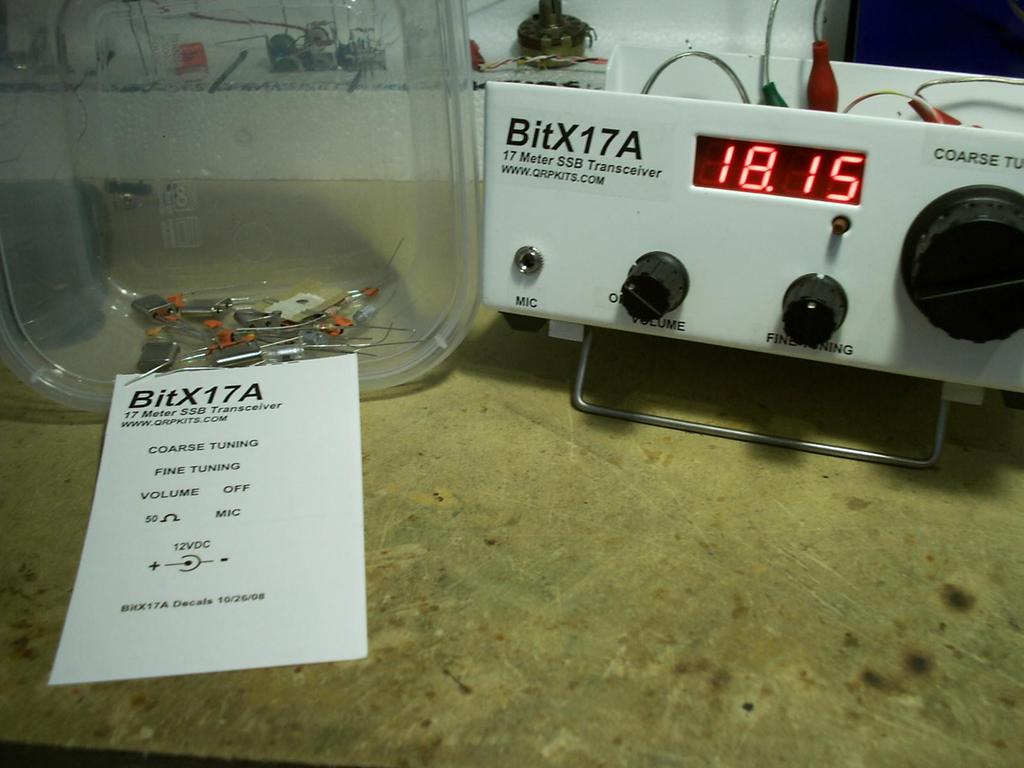 Your BITX20A to BITX17A Conversion Kit will include a decal sheet, crystals, inductors, and various capacitors needed for the conversion.