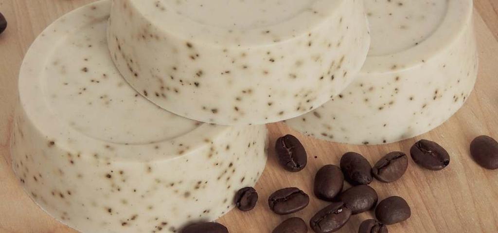 Coffee Bean Soap From Living Well Spending Less 1 lb package of melt-and-pour soap base Ground coffee beans Fragrance oil A soap mold Step 1: Decide how much soap base you will need.