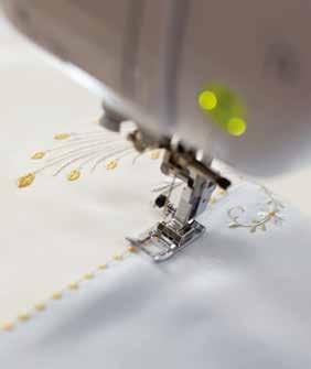 Professional sewing features: Lock stitch key at the touch of a button, tie-off stitches can be sewn at the beginning and end of the stitch.