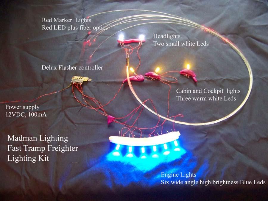 The following picture shows all the LEDs wired to the Delux-Flasher 24 controller. Hookup is simple using wire-wrap wire.