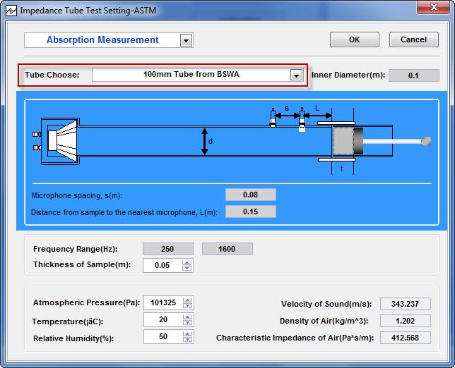 Absorption Testing Process In the main screen of VA-LAB, click on the Transfer Function Method (ASTM) to open the Impedance Tube Test window. 1.