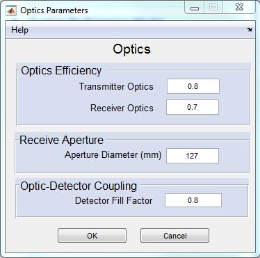 19 Fig. 3.3: Optical parameters GUI. 3.3.1 Simulation Process After the geometry simulation has run and created an eyepoint file, the radiometric simulation can be run.