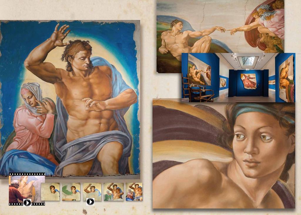 THE SISTINE CHAPEL FRESCOS Nine full-size frescoes after details of Sistine Chapel, made by Antonio De Vito, with the same technique and materials used by Michelangelo.