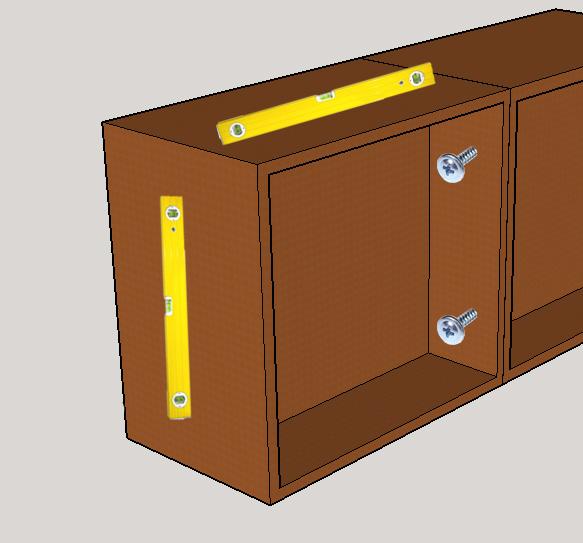 (figure 1) To determine the position of the outside edges of each bracket, simply mark in 30mm and 73mm from both the left and right hand outside edges of each cabinet, this will give you two