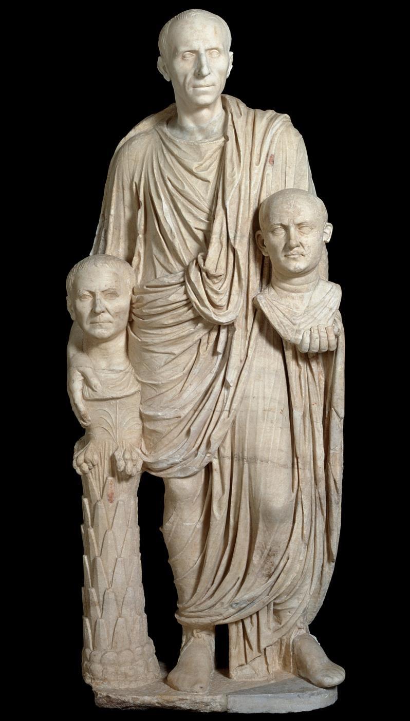 Roman Portrait Sculpture Patrician with portrait busts of his ancestors, from Rome, late first century BCE. Marble, 5 5 high. Musei Capitolini Centro Montemartini, Rome.