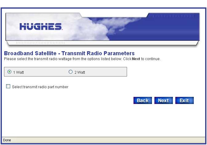 Figure 24: Transmit Radio Parameters screen 4.