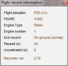 version number, Engine type: piston, jet, helicopter or turboprop, End recording mode: On ground normal (recording