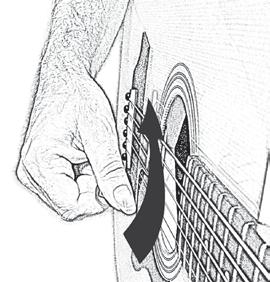 Strum the open strings with a down-strum, and then strum through the strings with an up-strum as your hand returns to playing position. b.