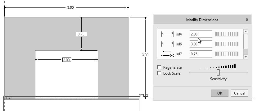 1-24 Parametric Modeling with Creo Parametric 9. On your own, adjust the dimensions as shown below.
