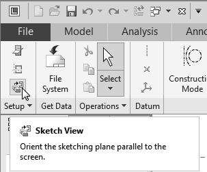 Pick Sketch to exit the Section Placement window and proceed to enter the Creo Parametric Sketcher mode. 7.