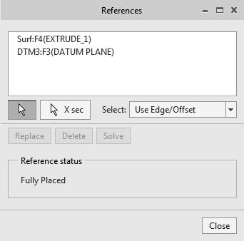 1-30 Parametric Modeling with Creo Parametric 9. In the Setup toolbar, click on References to display the option list and select the References option. This will bring up the References dialog box.