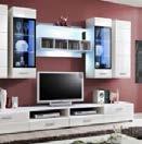 (Brown) Consists of: - 1 x TV Base Cabinet - 2 x Wall Glass Cabinet (Left & Right) - 2 x Wall Cabinet (Left &