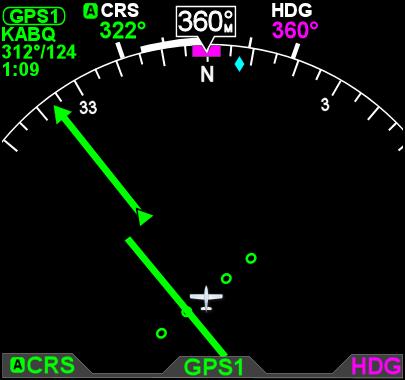 Figure 21-360 Compass Mode Within the ARC mode, the pilot may select (via the main menu) between two different formats of CDI presentation ARC HSI mode and ARC CDI mode.
