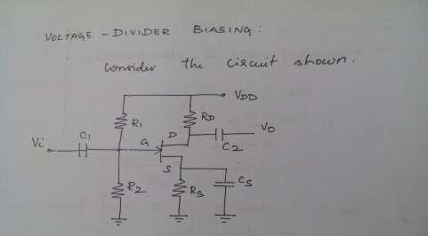 To find Apply KVL to output circuit, VOLTAGE DIVIDER BIASING: Consider the circuit shown.