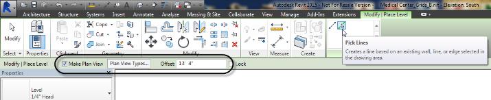 7. On the Options Bar, notice that the Make Plan View box is checked. Click the Plan View Types button next to this. 8.