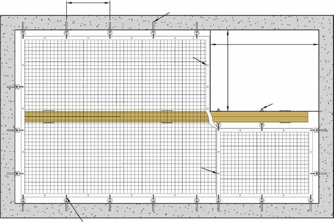 Step 5C 8-0 x 14-0 Vault Debris Netting Corner Access Opening Application 2-0 (max) 5-1/2 Galvanized Wedge Anchor w/ Eyenut 8 x 10 Netting (folded) Anchor to Vault Ceiling 4-0 5-0 Vault Access Area