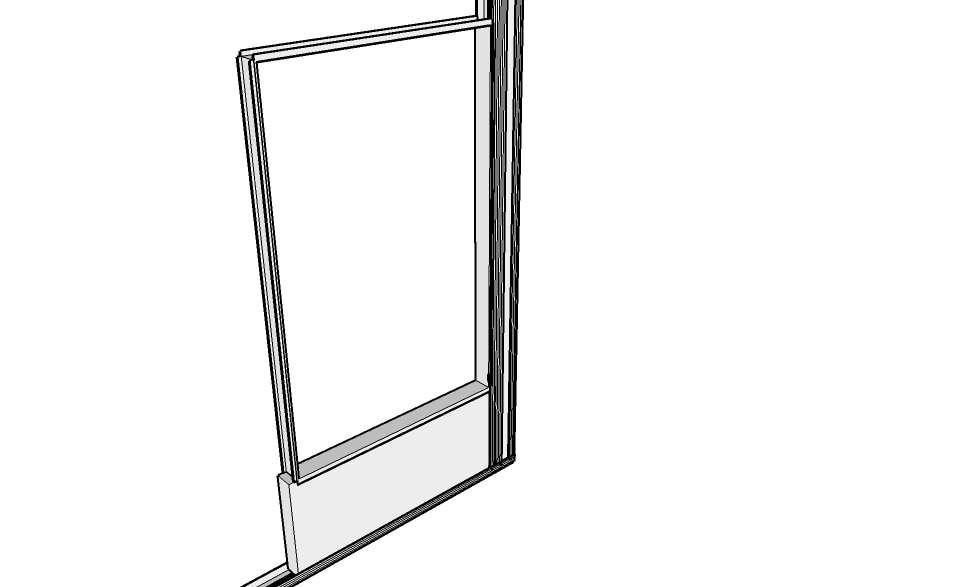 Set the window frame down over the top of the knee wall panel and slide it into the H-Bar.