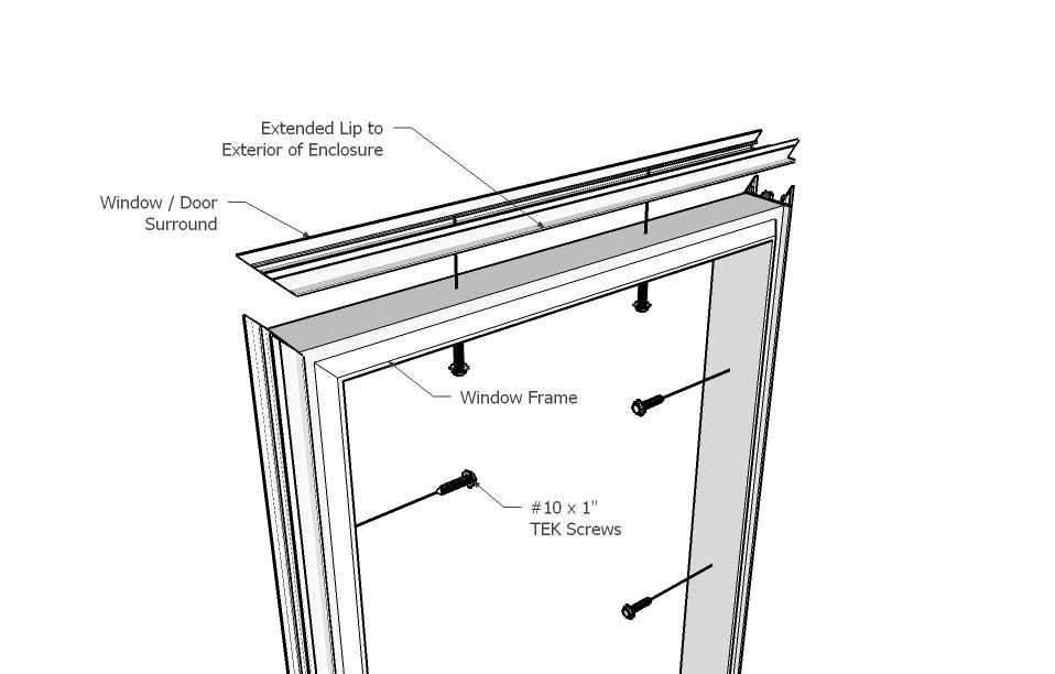 Cut an H-Bar to match the height of the string. Slide the H-Bar over the header panel, window frame, and knee wall panel and down into the F-Channel.