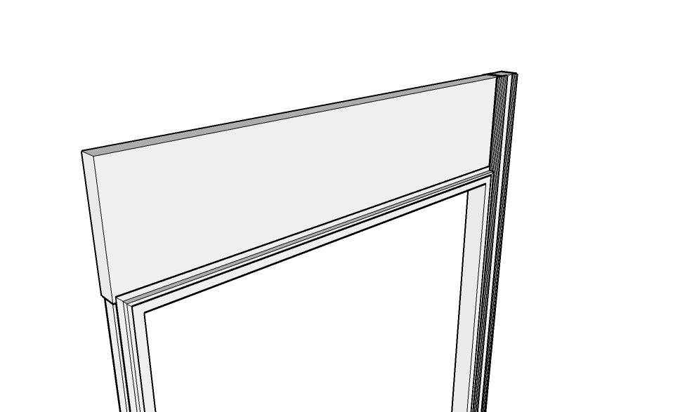 Cut an H-Bar to match the height of the string. Slide the H-Bar over the header panel and the offset kit attached to the patio door frame and slide it down into the F-Channel.