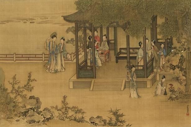 The Eighteen Scholars by Sun Hu, Chou K un, and Ting Kuan-p eng Qing Dynasty Handscroll Silk 39x1138.2cm When the T ang emperor T ai-tsung (r.