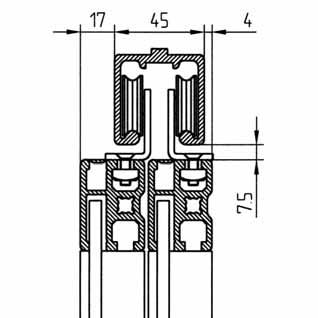 mm holes in centering groove; bore pitch: 250-400 mm depending on the load - A) Position M8 F square nuts in the supporting profile and fasten the sliding door profile with M8 x 25 head socket cap