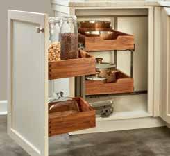 499-18-LWN Available for blind left or blind right corner cabinets Door Mount Two-Tier Solid Bottom Walnut Blind Corner Organizer w/ BLUMOTION Soft-Close