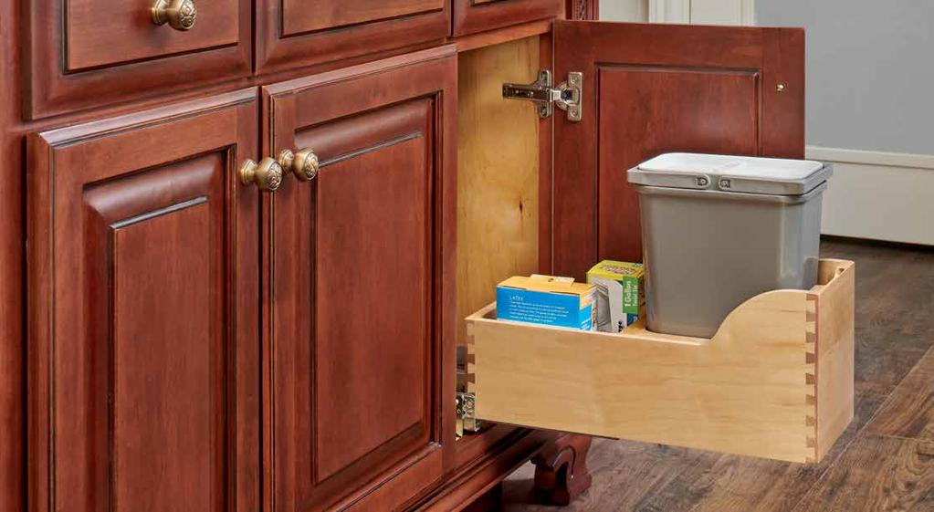 NEW SIZE Bottom Mount Maple Vanity Waste Container vanity 12 Conceal garbage without