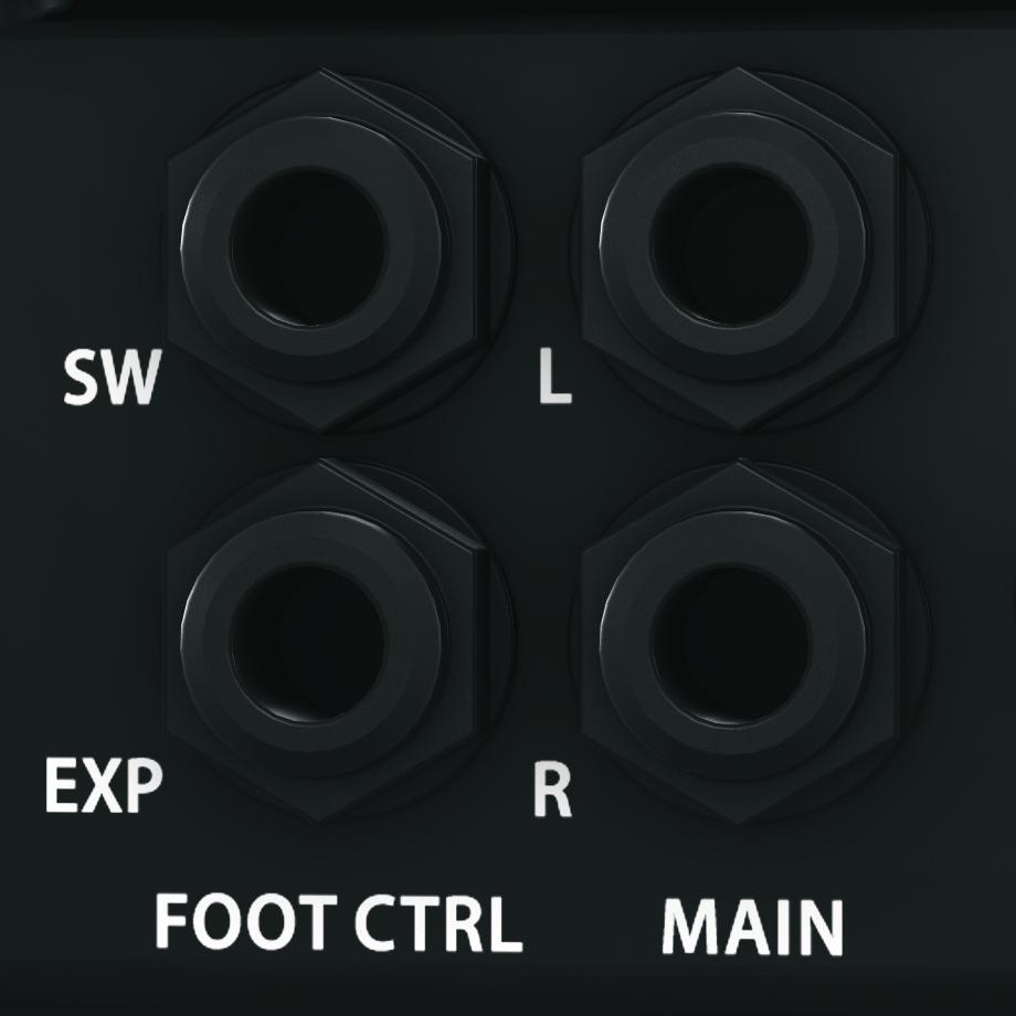 playback signals, or through a pair of active studio monitors. Two footswitch connectors are also provided for application-defined remote control of your input selection and an expression pedal.