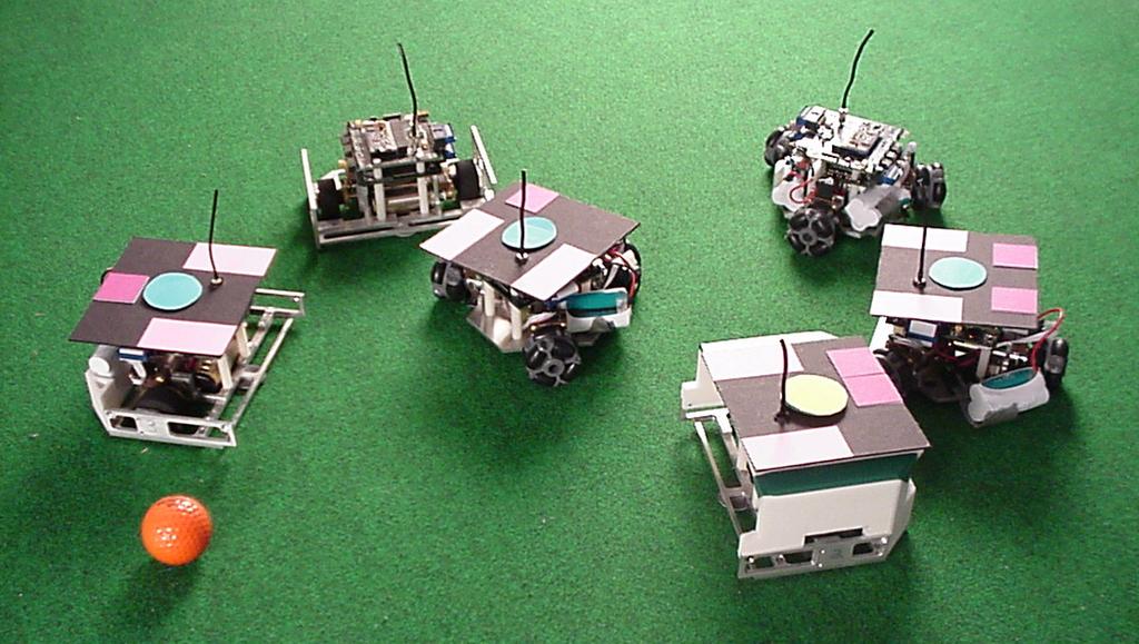 4 Figure 2. Small Soccer Robots - Carnegie Mellon team for 2001 and 2002. Thanks to Michael Bowling, Brett Browning, James Bruce, and Ravi Balasubramanian.