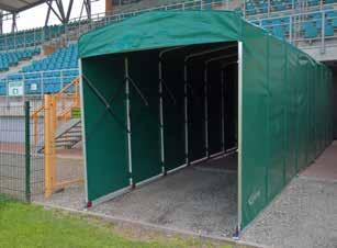 Telescopic tunnel for football stadium A A Tunnel for football stadium with telescopic system of folding and unfolding. Hot dip galvanized steel structure, aluminum finishing.
