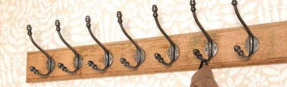 Hook Racks 83742 (Farmhouse Rack - Timber) Stable Coat Rack 83740 natural Smooth & timber 83741 natural Smooth & olive green Overall Size: 900mm x 99mm Projection: 90mm Seven natural smooth, acorn