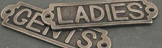 Signs 83685 & 83686 (Ladies & Gents Plates) Ladies Sign Overall Size: 159mm x 48mm Fixing Centres: 141mm A