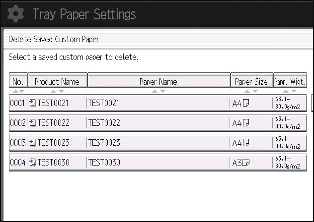 Select the program number of the custom paper profile