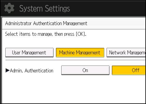 Displaying the [Adjustment Settings for Skilled Operators] Button 7. Select [On] for "Admin.