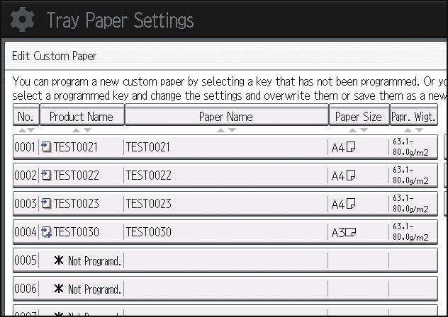3. Custom Paper Settings for Administrators Description of Paper Icons You can check the custom paper status by checking the paper icon in the [Edit Custom Paper] screen.