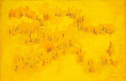 Norman Lewis (1909-1979) Yellow Figures, 1965 27 1/2" x 42 3/4" / 69.8 x 108.