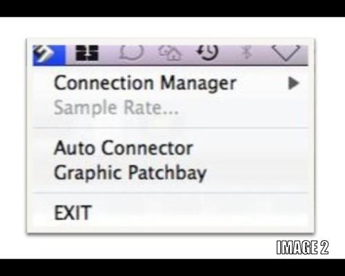 On upper tool bar of your Mac click on the mlan icon and launch the GRAPHIC PATCHBAY Here we will setup the three views: Word Clock, MIDI and Audio.