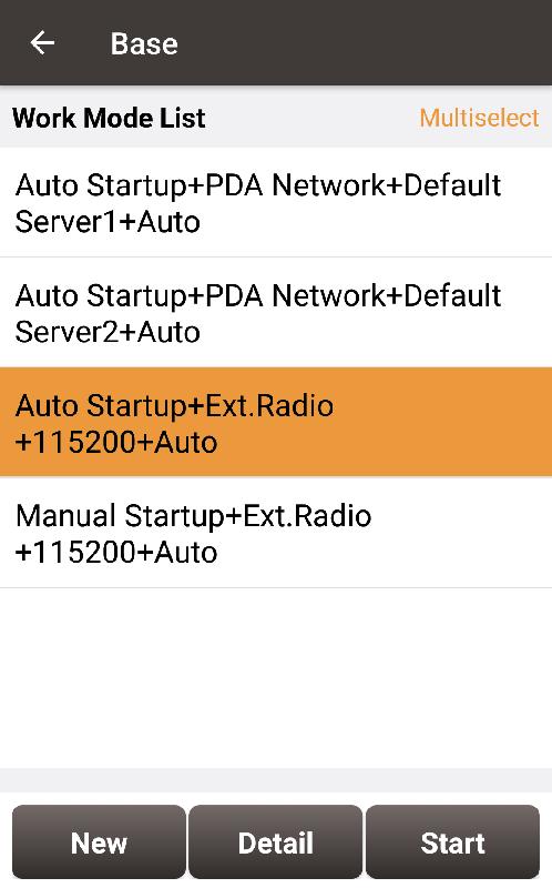 17. Select Auto Startup+Ex.Radio+115200+Auto, press Detail 18. If Auto Start is selected for Start Way, go to Step 22. 19.