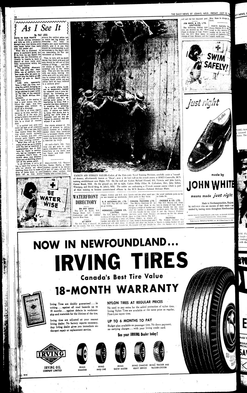 THE DAilY NEWS ST JOHN'S NFlD FRDAY JULY 1 10 will &ail for her de&tined port Blue Haze n chargp oj Scott _ f;'vvv'\ ~'r'roul'''''''''''''' ''O'O~ JOB BROS & CO LTD 1 As See t SOUTHSDE PERT Australia