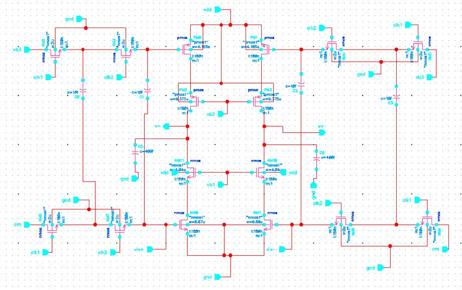 3.4.5 Pseudo differential class-ab telescopic cascoded op-amp The schematic of telescopic cascoded